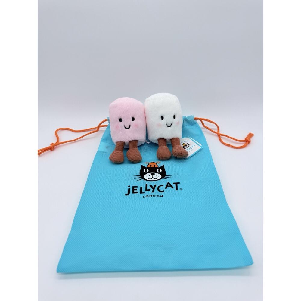 Authentic Jellycat Amuseables Pink And White Marshmallows plush NWT Dust Bag
